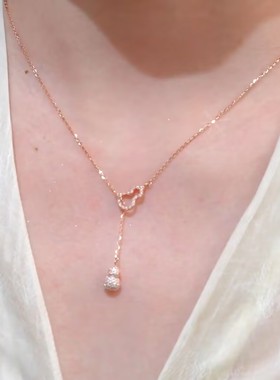 新中式镂空双葫芦流苏项链女网红爆款轻奢小众设计感精美项链女