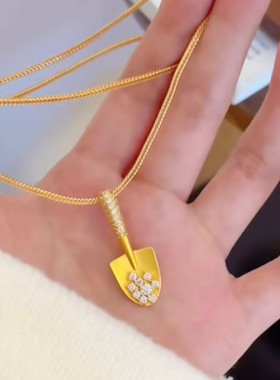 独特设计金色小铲子项链女网红爆款轻奢气质百搭小众设计感项链女