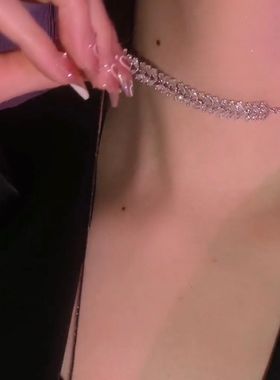 高级感麦穗锆石可调节长度项链