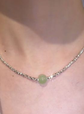 超仙碎银子绿色珍珠项链女网红轻奢小众高级感设计感爆款锁骨链女