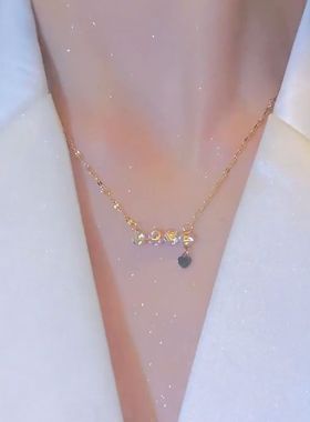 love字母流苏项链女网红轻奢气质百搭锁骨链钛钢不掉色个性吊坠女