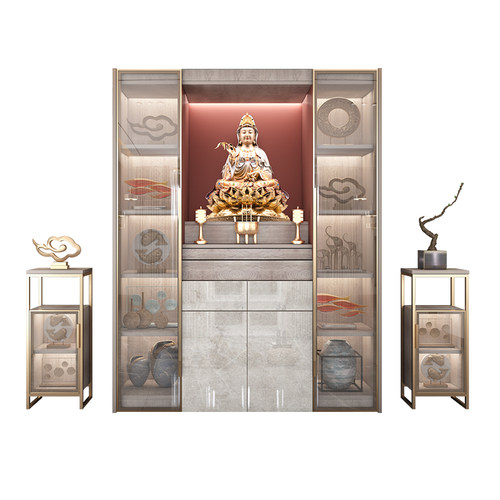 佛龛现代轻奢观音菩萨供台神台神龛佛台香案立柜客厅家用香火供桌 - 图3