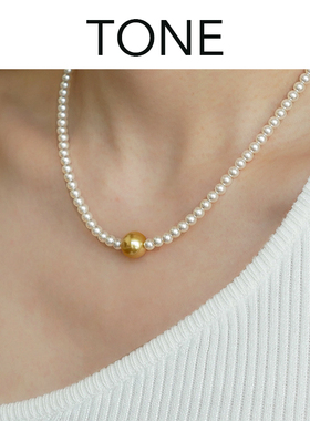 TONE强光银灰色珍珠项链