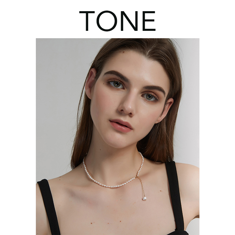 包金简约气质复古百搭项链 强光天然小米粒珍珠锁骨链美国 TONE 14k 包金简约气质复古百搭项链 强光天然小米粒珍珠锁骨链美国 TONE 14k