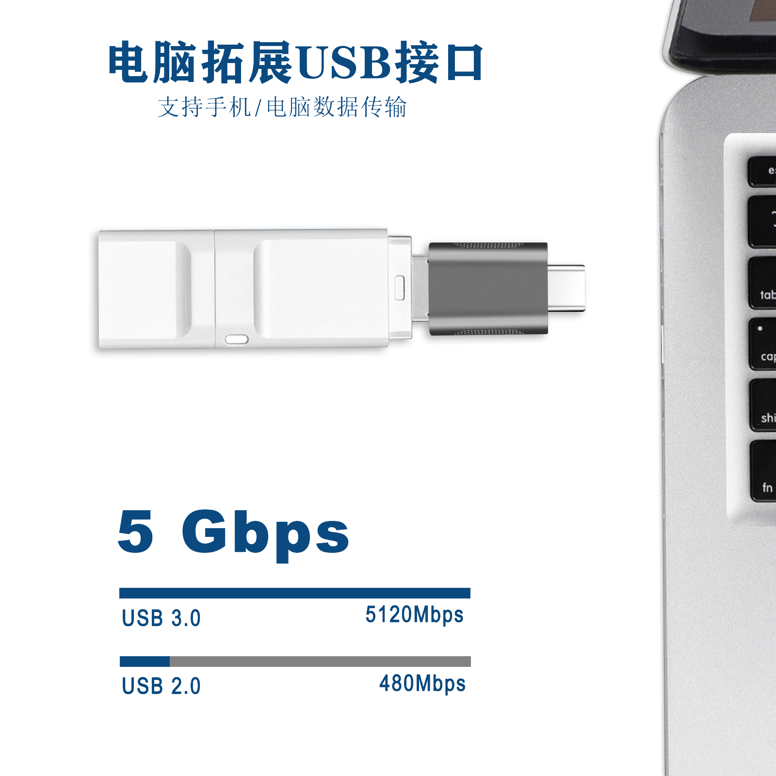 typec雷电3.0接口转换器usb适用macbook扩展坞华为联想笔记本通用-图0