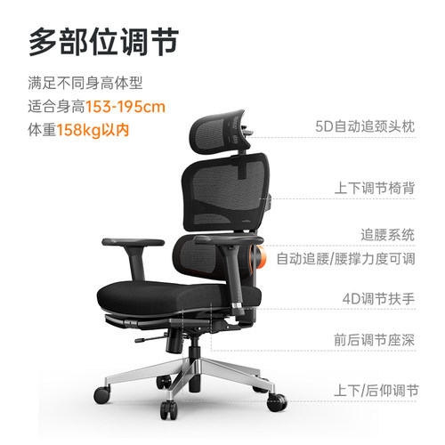 麦塔奇追腰人体工学椅电脑椅久坐办公椅座椅电竞椅护腰椅子老板椅 - 图2