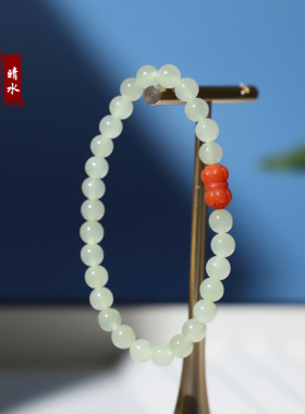 通勤可佩戴款的和田玉晴水手链6m