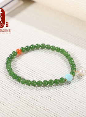和田碧玉手链时尚轻盈女生手串