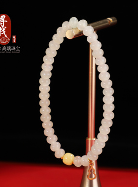 #和田玉晴水手链单圈隔珠手串#