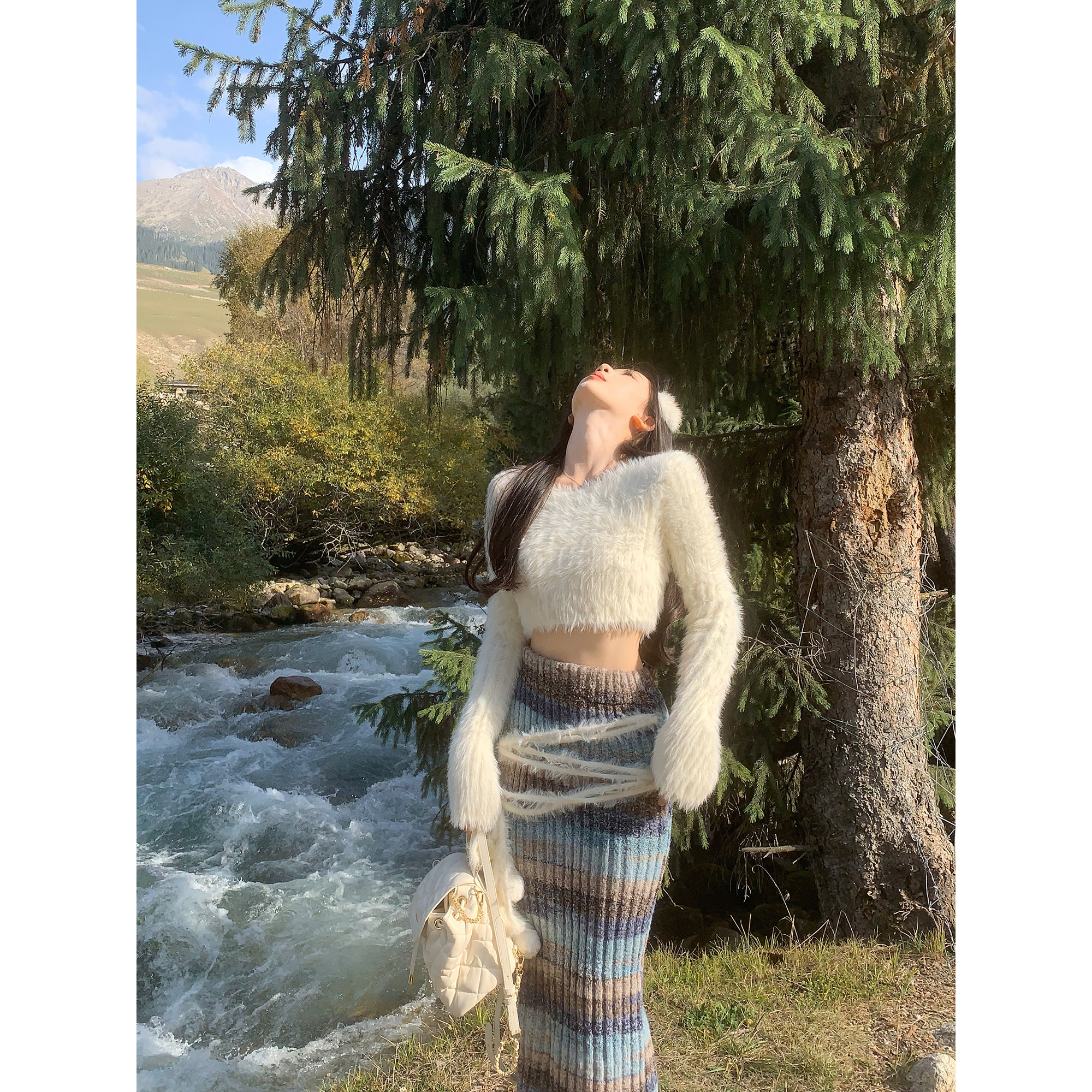 一颗甜桃yikett《柏林之恋》短款长袖仿貂绒针织上衣针织半身裙女,淘宝优惠券,粉丝福利购,淘宝优惠卷