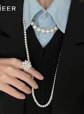 珍珠项链毛衣链长款法式高级感