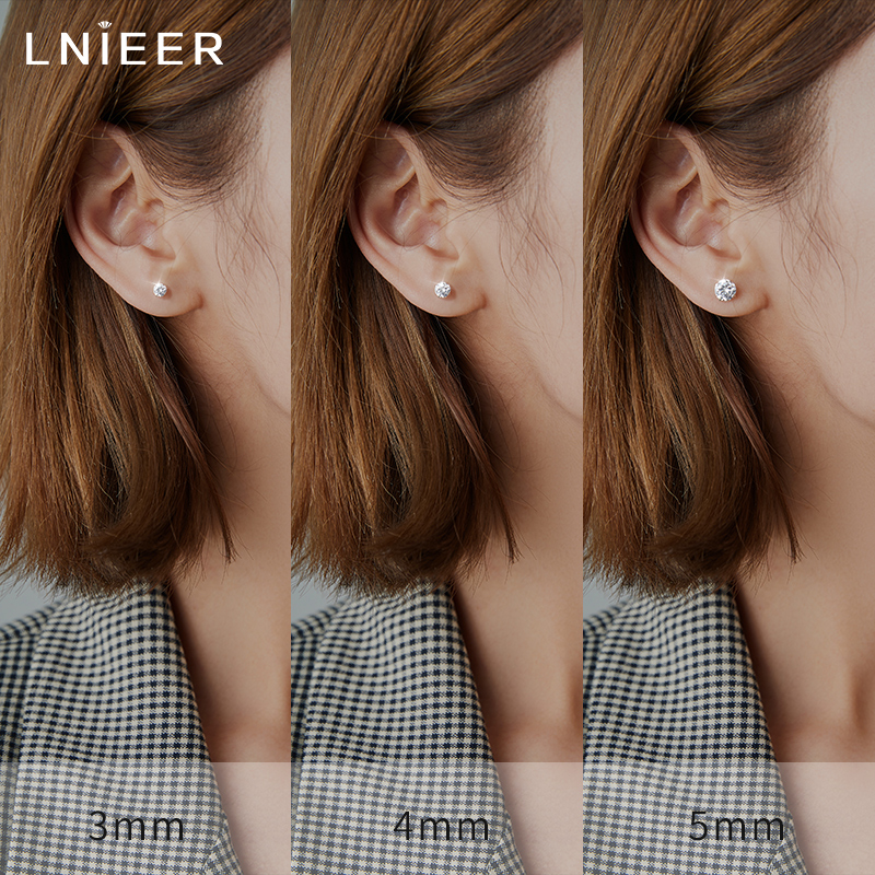 999纯银养耳洞钻石女防过敏男耳钉 lnieer耳钉