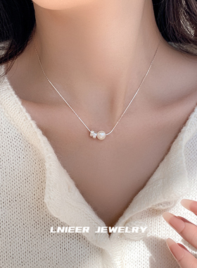 925纯银天然珍珠蛇骨项链女轻奢