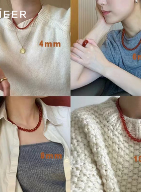 天然红玛瑙项链女毛衣链秋冬饰品