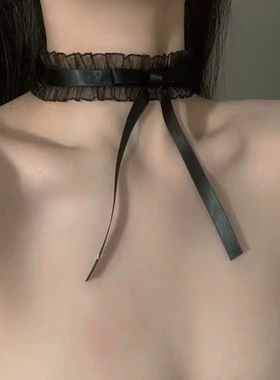 蝴蝶结颈链项圈铃铛项链蕾丝花边