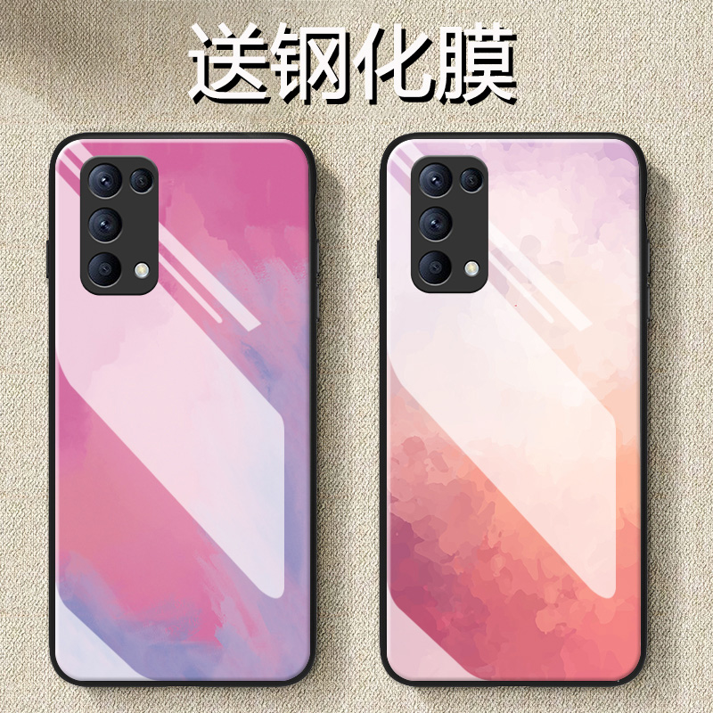 适用opporeno5手机壳潮牌新款reno5pro保护套玻璃创意oppr情侣男女opoor外壳5g超薄个性oopor网红全包opr硅胶 - 图3