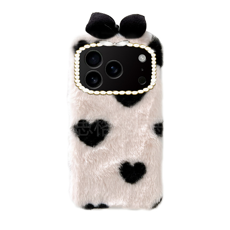 ins风爱心蝴蝶结适用苹果17pro手机壳三星s25黑白opporeno14秋冬vivox200华为pura80毛绒mate70荣耀400小米17,淘宝优惠券,粉丝福利购,淘宝优惠卷