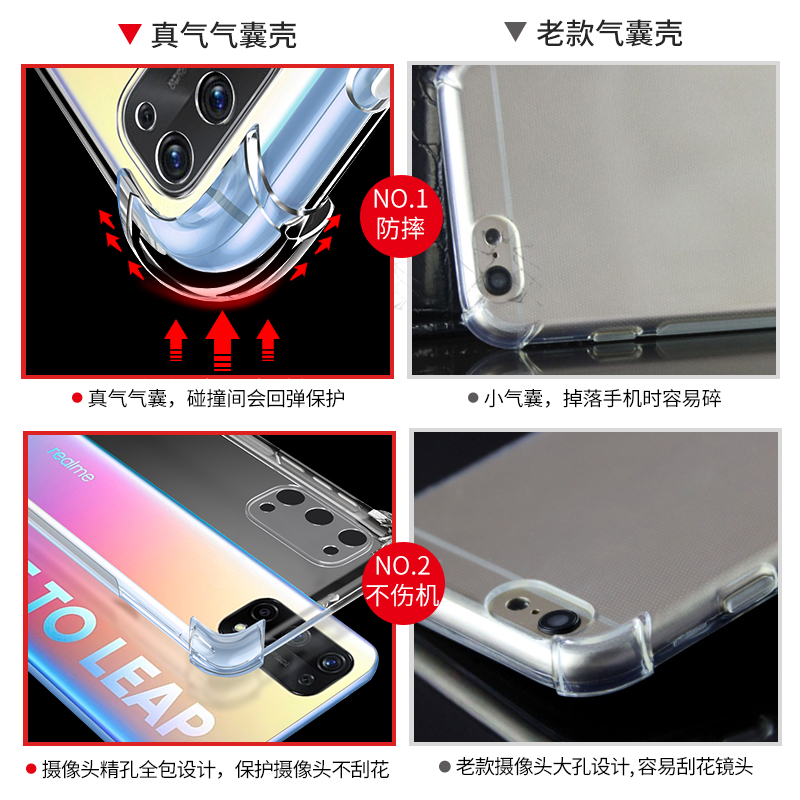 realmeq2pro手机壳realme真我q2i四角I气囊Q2por防摔透明oppo保护套RMX2117全包边软外壳硅胶RMX2200简约男女 - 图3