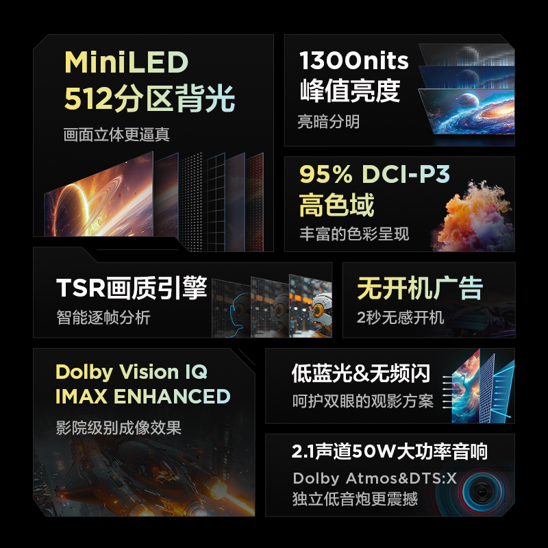 新品雷鸟鹤6 PRO 24款65英寸MiniLED高阶分区144Hz超高刷平板电视 - 图0