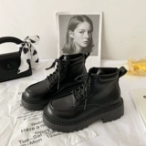 Martens, универсальные короткие сапоги в английском стиле со шнурками на платформе, популярно в интернете, в британском стиле, коллекция 2022, широкий устойчивый каблук, подходят для весны и осени