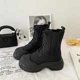 Martens, демисезонные утепленные эксклюзивные короткие сапоги на платформе, коллекция 2022, широкий устойчивый каблук