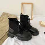 Martens, ботинки в английском стиле, черные ретро короткие сапоги на платформе со шнурками, коллекция 2022, подходят для весны и осени, в британском стиле, подходят для подростков, популярно в интернете