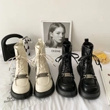 Martens, демисезонные утепленные короткие сапоги в английском стиле на платформе, в британском стиле, подходят к юбкам, визуально стройнят