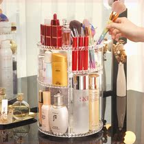 2023 COSMETIC STORAGE BOX SWIVEL TRANSPARENT ACRYLIC RACK DRESSER TABLETOP LIPSTICK RED COLOR MAKEUP SKIN CARE PRODUCTS