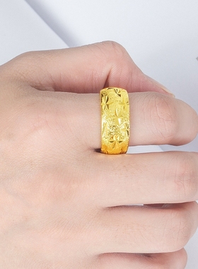 沙金戒指男潮牌钛钢戒圈轻奢设计感男士指环毕业礼物男生饰品配饰