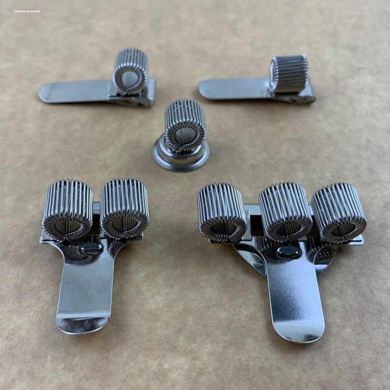 旋转笔托三孔挂钩笔插文件金属夹旋转夹子金属弹簧笔夹不锈钢笔 - 图0