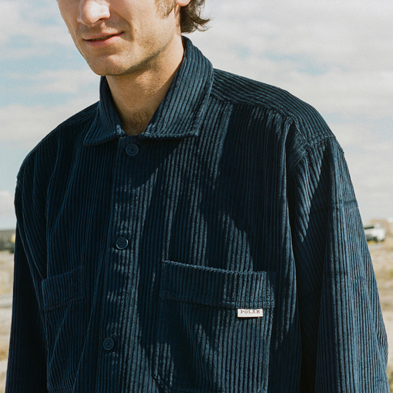 Polar Skate Co Big Boy Cord Overshirt 纯色灯芯绒复古长袖衬衫 - 图3