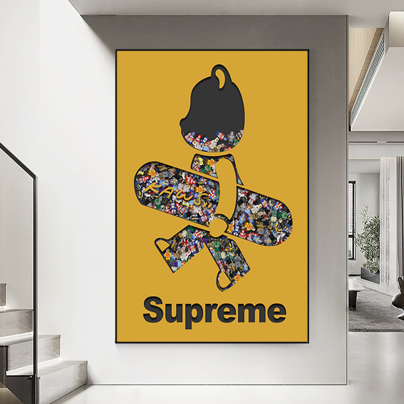 kaws暴力熊入户玄关装饰画现代简约走廊过道挂画潮牌创意积木壁画 - 图2