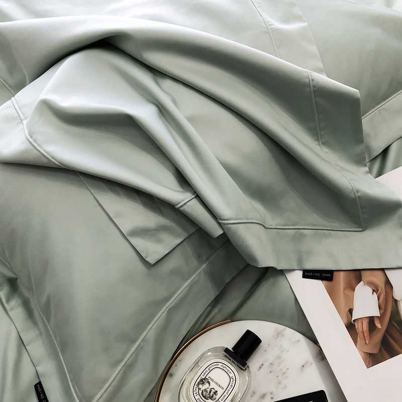 极简高级100支贡缎长绒棉四件套纯棉简约埋线全棉床单款四季床品