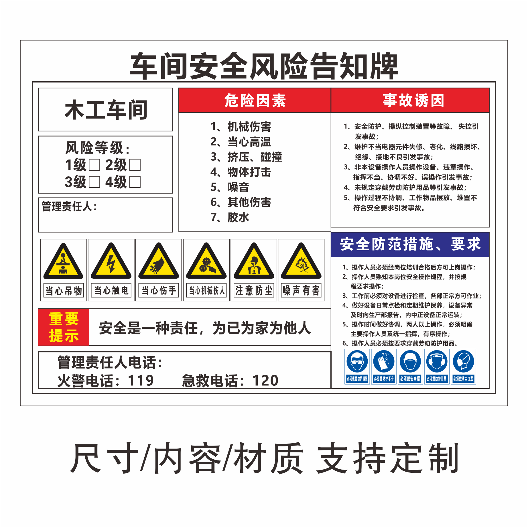 粉尘职业病危害告知牌岗位安全风险点卫生安全周知卡危废工厂车间噪声噪音有害油漆硫酸盐酸标识警示标志牌 - 图1