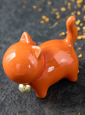 可爱小玉兔动物猫猫茶宠摆件兔年装饰办公室桌面家居饰品礼品陶瓷