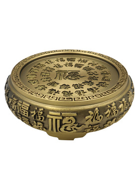 黄铜百福米缸聚宝盆百福底座铜葫芦家用圆形摆件招财进宝麒麟底座
