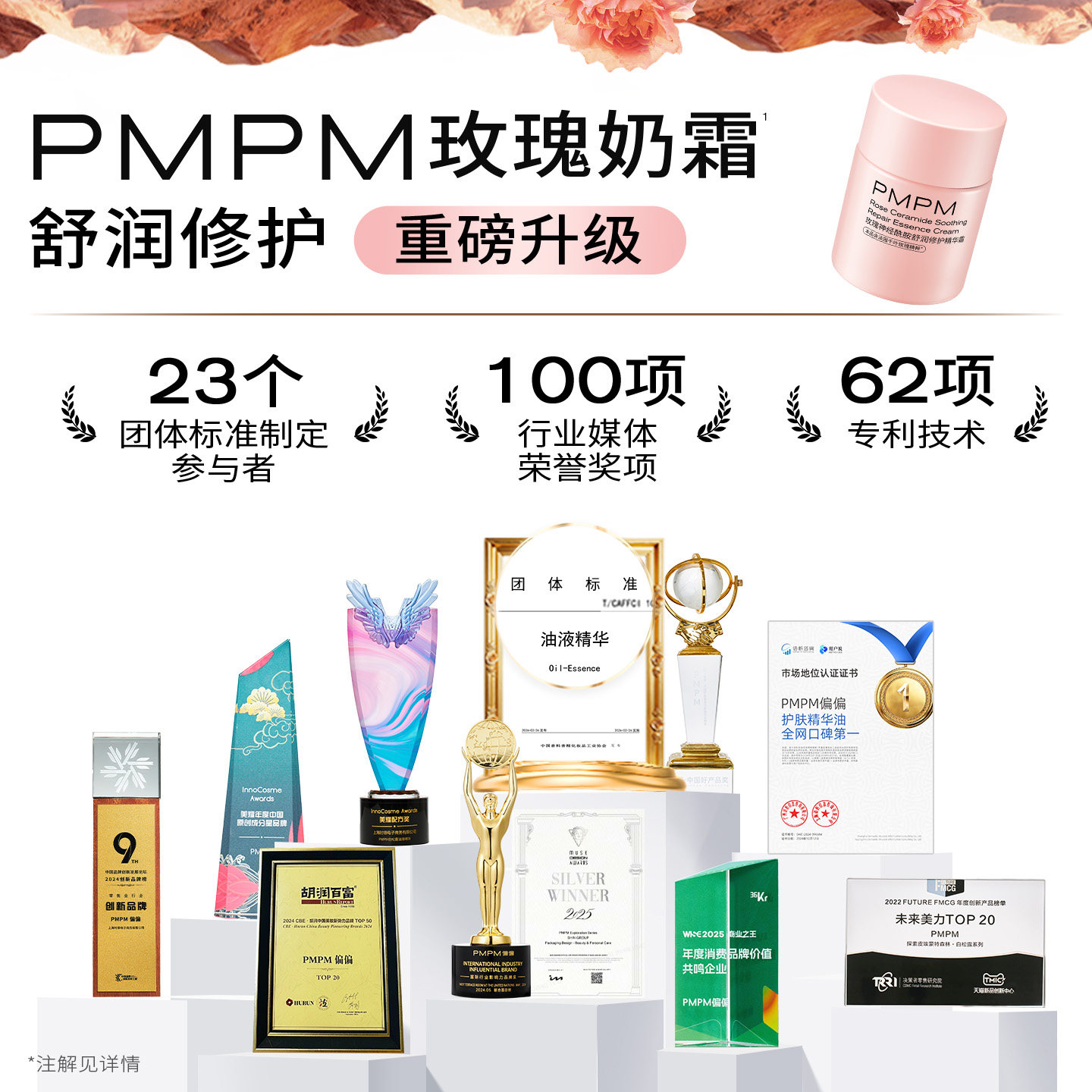 【618立即抢购】PMPM千叶玫瑰奶霜面霜舒缓修护祛红滋润补水保湿