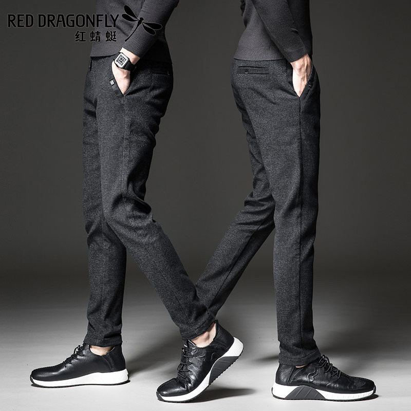 红蜻蜓男士百搭加绒加厚潮休闲裤 红蜻蜓易壹兴休闲裤