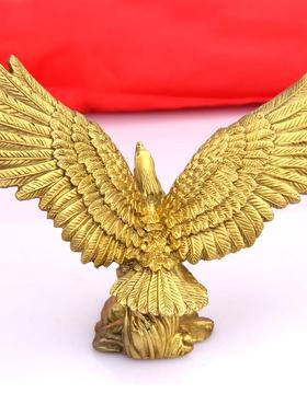 铜摆件 铜老鹰大展宏图 雄鹰展翅 金鹰落迎客松办公室鸿图摆设
