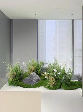 高彷真青苔草丛造景室内花园餐厅庭院假绿植插花软装彷生花丛景