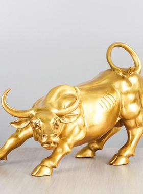 铜牛摆件纯黄铜旺市金牛招财牛办公室摆件汽车内装饰品客厅礼品