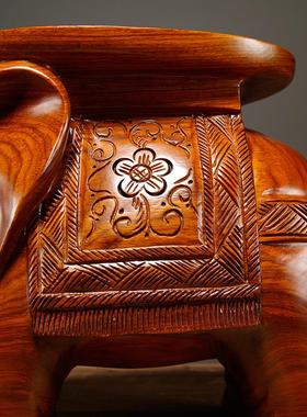 花梨木雕大象换鞋凳实木质大象凳子工艺品摆件红木家居客厅装饰品