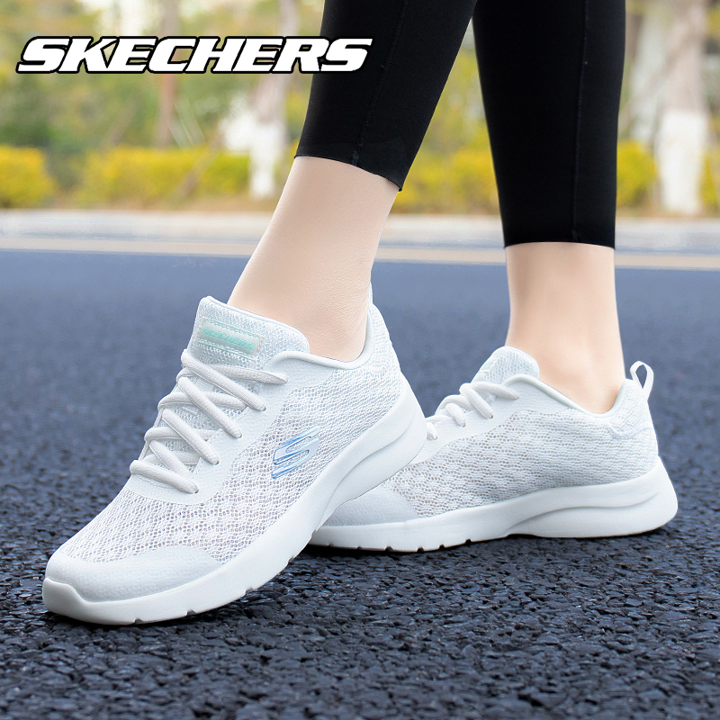 Skechers斯凯奇女鞋跑步鞋夏季新款官方旗舰店正品网面白色运动鞋-图1