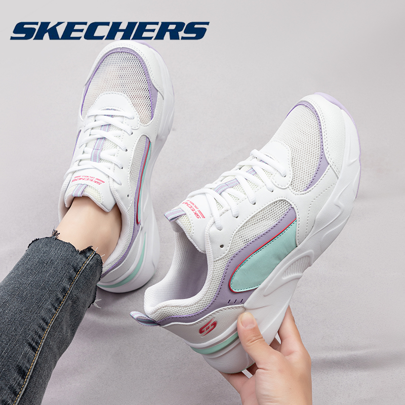 Skechers斯凯奇女鞋老爹鞋官方旗舰网面透气镂空增高运动休闲鞋女