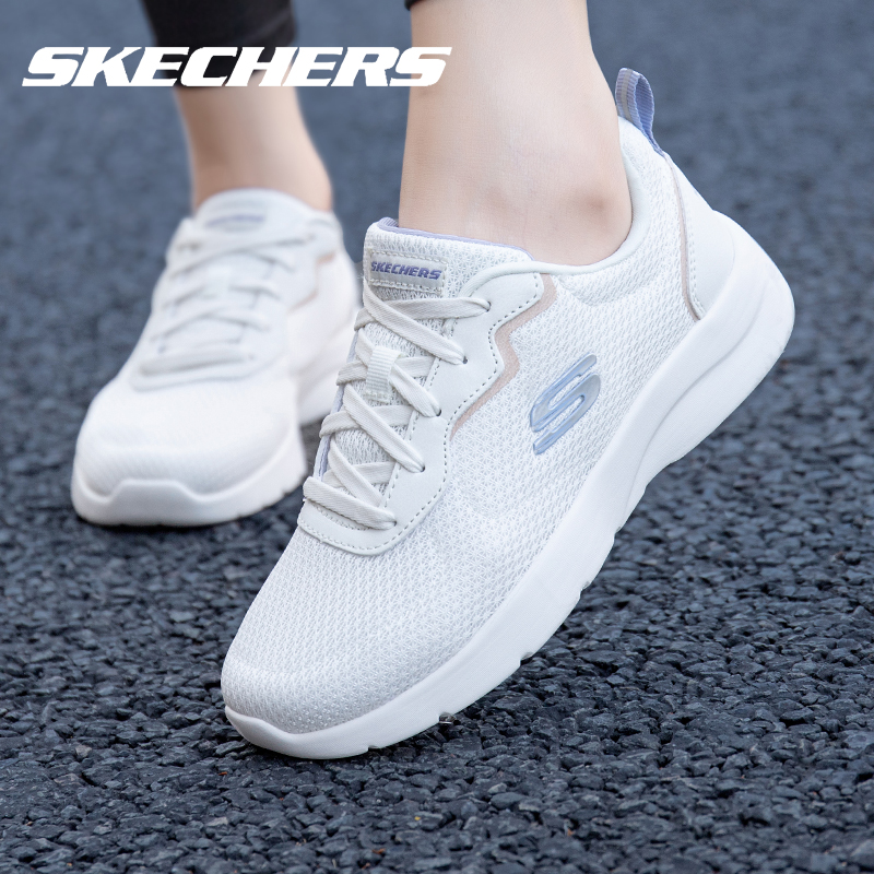 Skechers斯凯奇女鞋跑步鞋官方旗舰小白鞋网面透气白色休闲运动鞋-图0