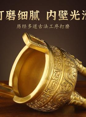 铜鼎摆件纯黄铜三足鼎香炉鼎盛千秋大号克鼎家居装饰开业商务礼品