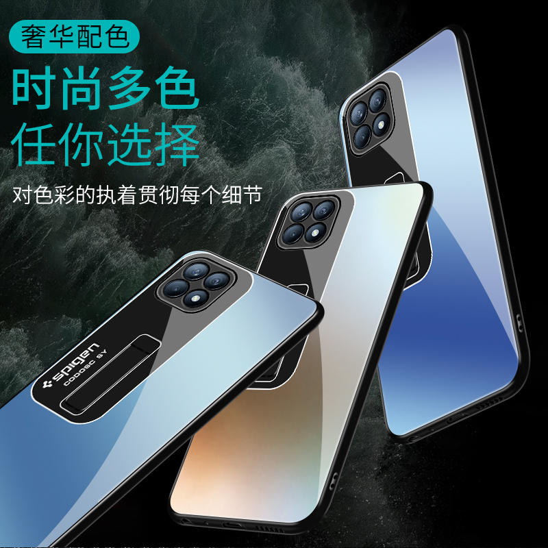 适用于OPPOReno4se手机壳镜面玻璃壳时尚潮牌reno4se全包超薄外壳防摔硬壳个性网红oppo手机套创意男女保护套-图2