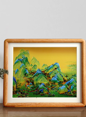 千里江山图铜雕刻画书房桌面摆台