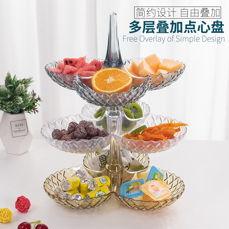 可疊加多層水果盤客廳家用創意干果盒零食盤瓜子糖果盒茶幾點心架_安德密旗艦店_家裝燈飾光源
