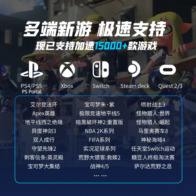 奇游联机宝主机加速盒年卡PS4/PS5/Switch/Xbox/Steam Deck平台NS喷射战士3暗黑4下载联机千兆5g非uu加器盒2 - 图3